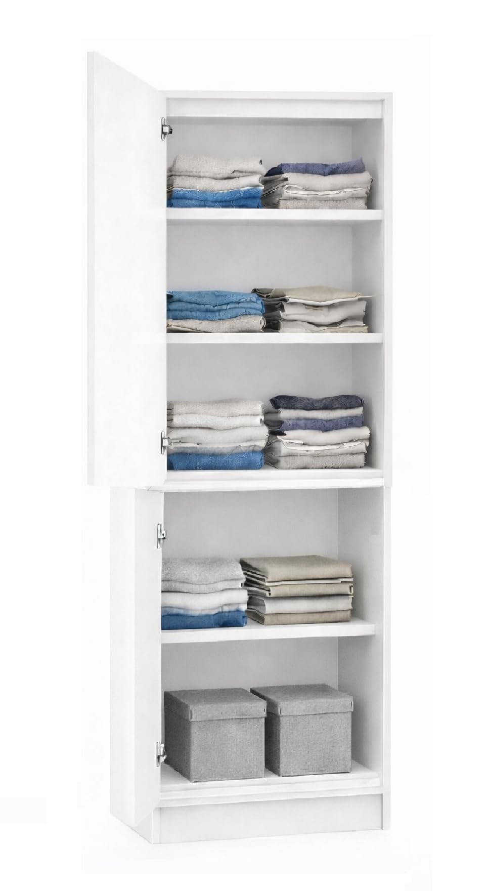 Mehrzweckschrank Garderobenschrank Kleiderschrank mit 2 Türen und 5 Fächern Universeller Schrank für Büro und Zuhause 180,5x50x40cm (Weiß)