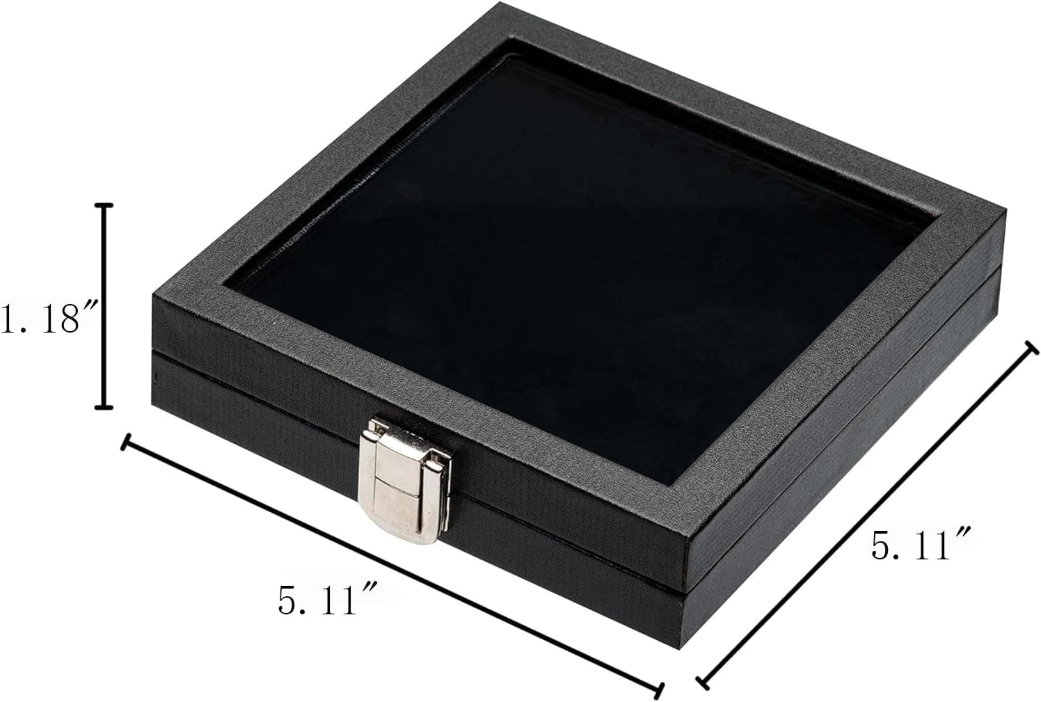 Jewelry Display Case Tempered Glass Top Lid Black Leatherette,Gemstone Display Case Jewelry Storage Box with Metal Clasp (Medium) image 4