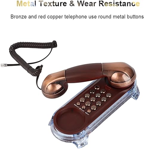 Miniatura 4 de Teléfono montado en la pared, mini teléfono antiguo retro montado en la pared, teléfono con cable, teléfono fijo de moda con retroiluminación azul,