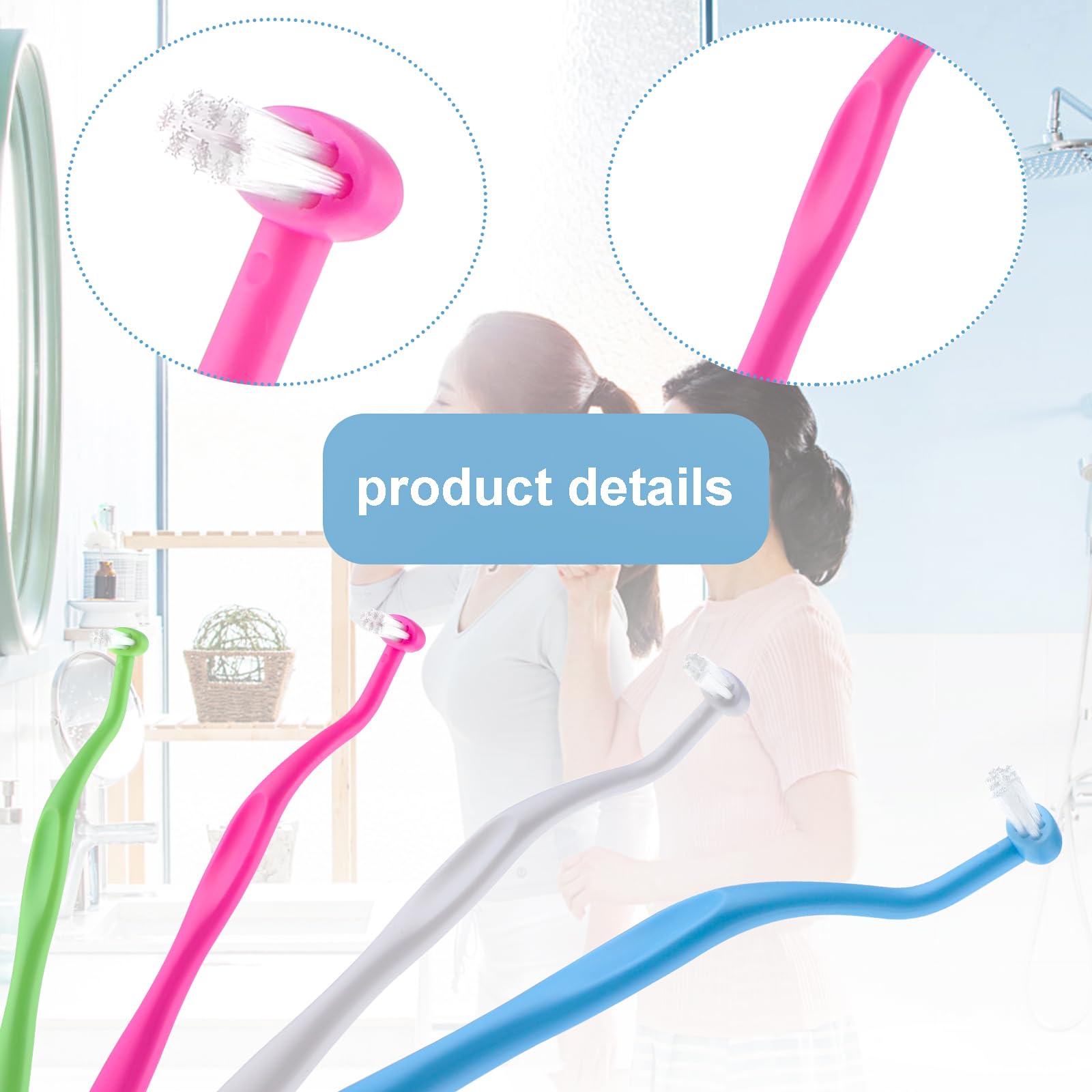 WLLHYF 4Pack Orthodontic Toothbrush Small Tuft Toothbrush Tiny Compact Tufted Brush for Dental Implants Braces and Teeth Cleaning Care - Image 3