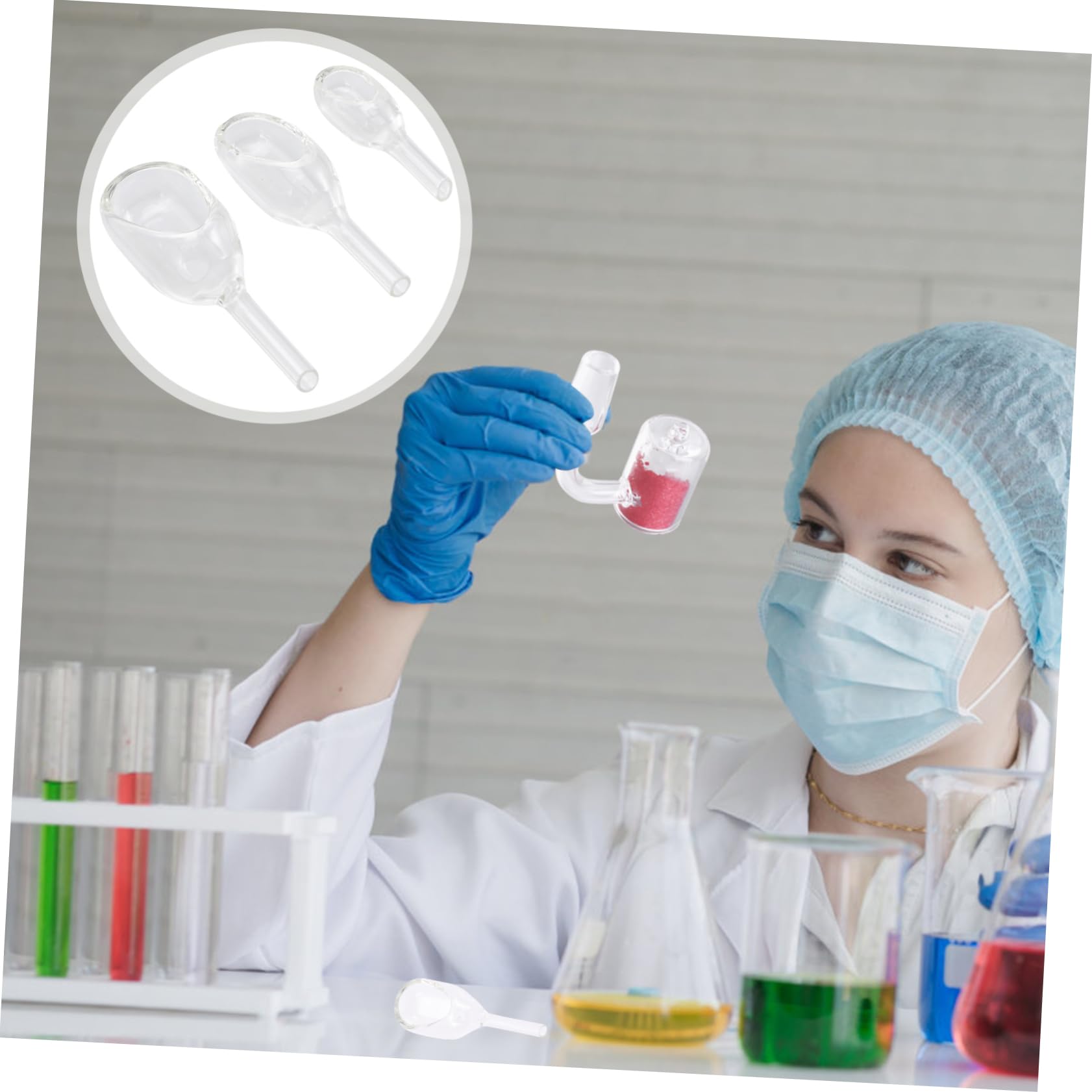 SOLUSTRE 15kawałki Sztuk Szklanych Lejków Ważących Do Laboratorium Przezroczyste Naczynia Do Mieszania i Pomiaru Proszków Eksperymentów Labolatoryjnych