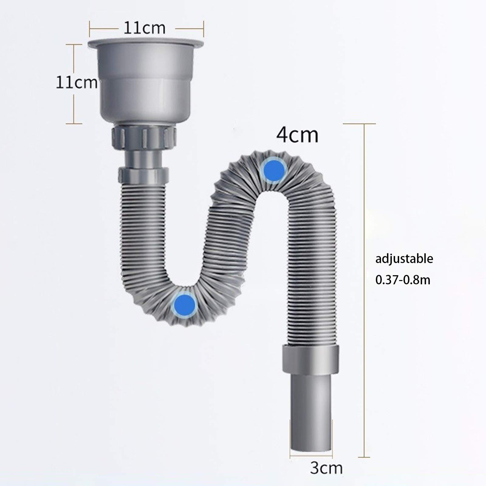 B - Tubo de desagüe para fregadero de cocina de 0,8 m, extensión de manguera de drenaje para fregadero individual y doble