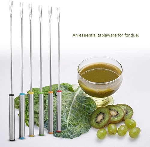 Miniatura 4 de 6 tenedores de acero inoxidable para postres, brocheta de fondue, tenedores de cocina, vajilla perfecta para queso, carne, chocolate, postre