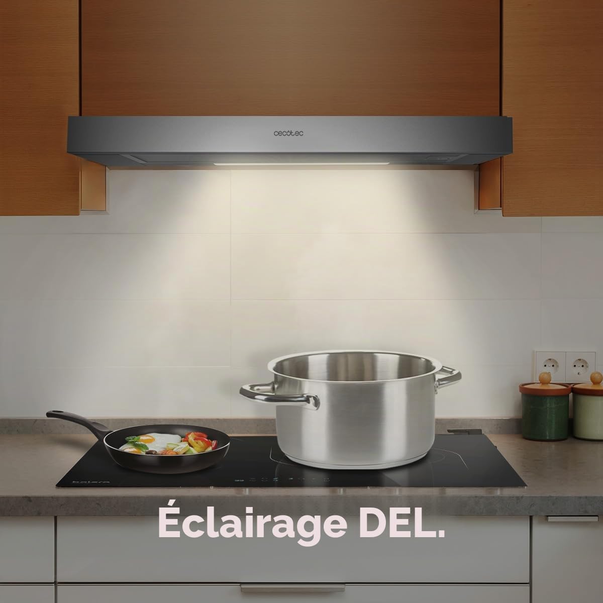 Cecotec Hotte aspirante télescopique 60 cm Bolero Flux TLM 603500 Inox 70 W 350 m3/h Commande mécanique 2 niveaux Lumière Filtre à charbon