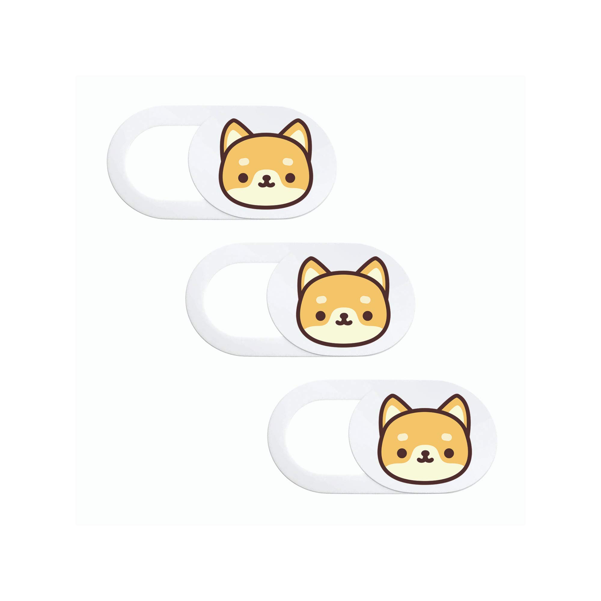 Webcam Cover Slide – 3 Pack| Ultra Thin Laptop Camera Cover | Protect Your Privacy | Cute Web Cam Block Slider for Laptop, Desktop, Tablet & Phone | White (Dog)