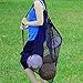 Rudmox Heavy Duty Mesh Ball Bag, Drawstring Sport Equipment Storage Bag for Basketball, Soccer, Sports Beach and Swimming Gears with Adjustable Shoulder Strap Outdoor Organizer (Black-XL)