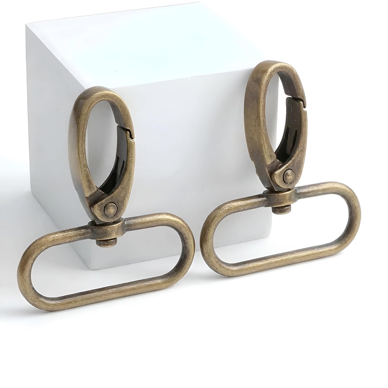 15 cierres de mosquetón ovalados para puerta de empuje, ganchos giratorios para correas de cuero para manualidades, cintas de cordón (bronce, 1-1/2 pulgadas)