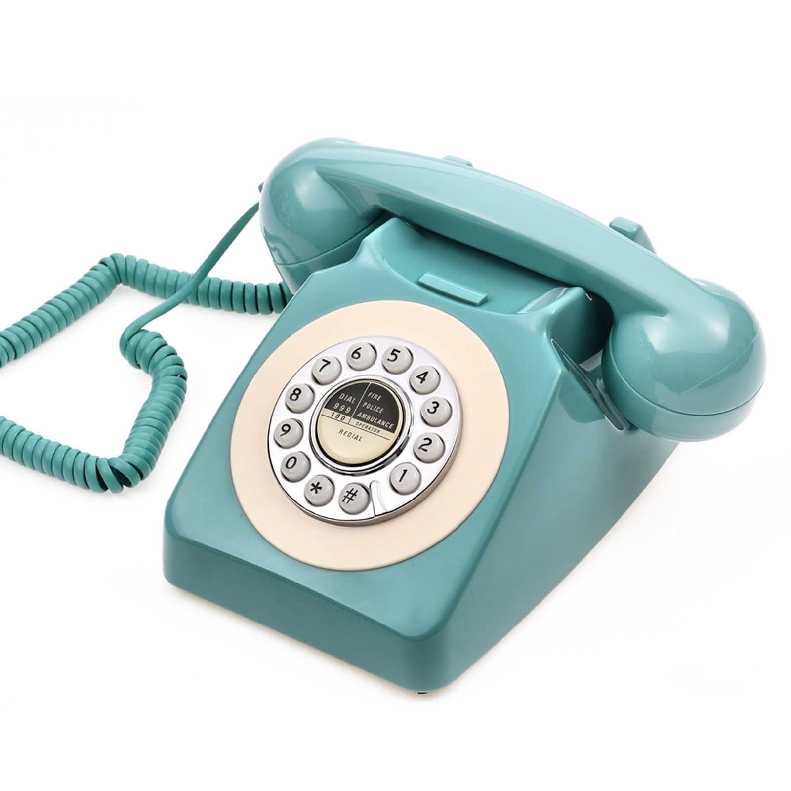 Przewodowy telefon stacjonarny w stylu retro, klasyczny vintage staromodny telefon do domu i biura, przewodowy telefon domowy prezent dla seniorów