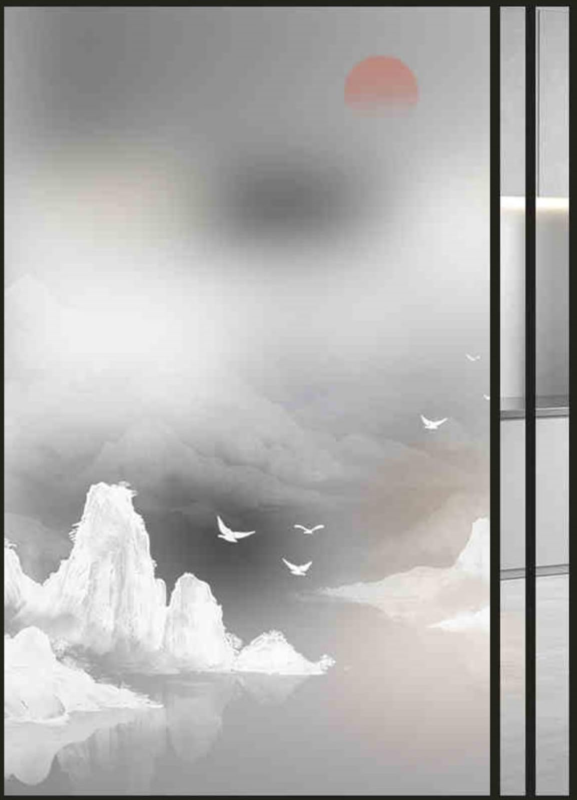 Window Film Privacy Landscape Glass Frosted Privacy Film For Glass Windows Static Cling No Glue Window Films Covering Self Adhesive Anti Uv For Office Bathroom Home 70x100cm/1pcs