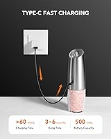 Vista 4 de FORLIM Gravity - Juego de molinillo eléctrico de sal y pimienta, recargable por USB, capacidad grande de 9 onzas, molinillo de sal, molienda