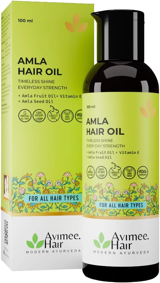 Avimee Herbal Keshpallav Amla Hair Oil | For Long & Strong Hair | With Vitamin E and Amla Seed Oil | Mineral Oil Free | 100 ml