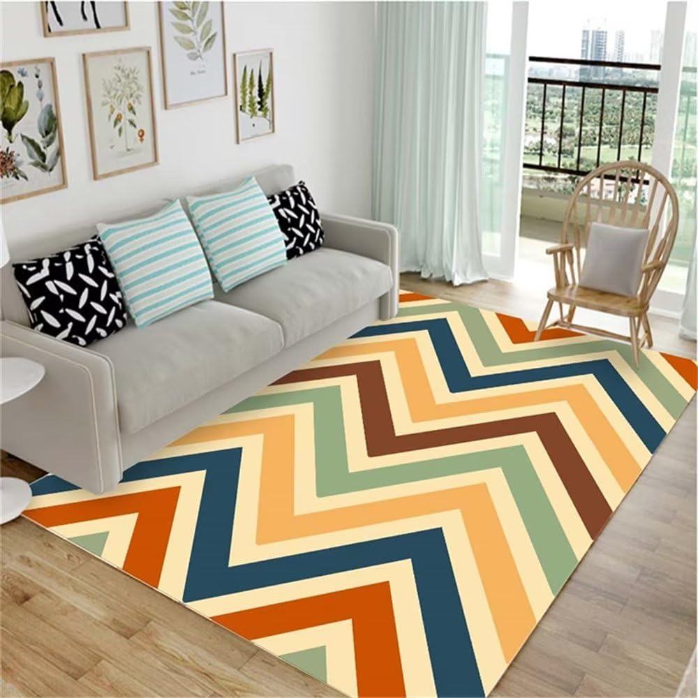 Tapis de zone lavable en machine pour salon et chambre ado dynamique
