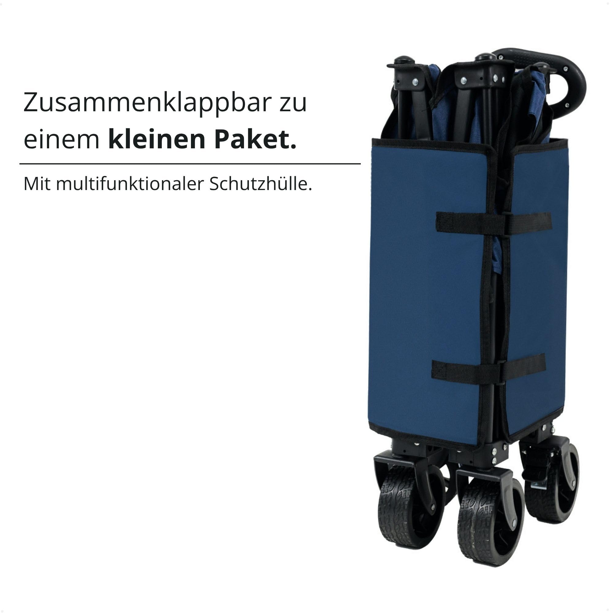 Luvego Faltbarer Bollerwagen - Geräumiger bollerwagen, Geländegängigen Rädern, 100KG Tragfähigkeit, Verstellbarer Griff, Kompakte Aufbewahrung, 80x39x33CM