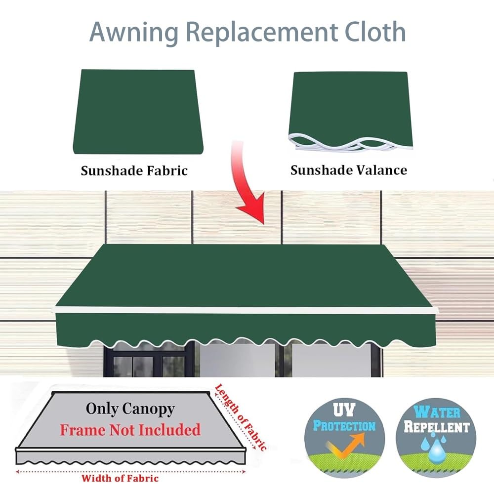 Tenda da sole retrattile in tessuto di ricambio impermeabile per pergola e vetrina, soluzione ombreggiante per esterni, 7 x 2 m, colore rosso
