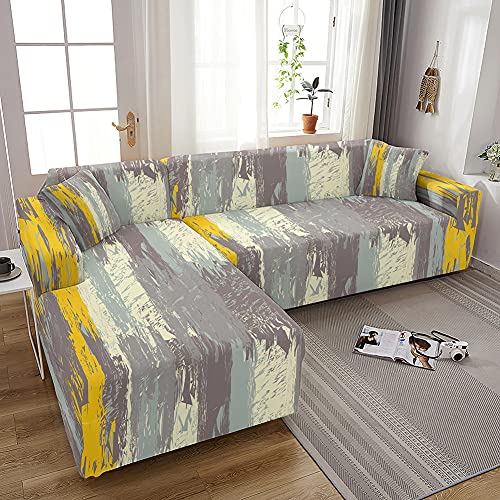 Housses de canapé géométriques motif marbre élastique 2 places - 2