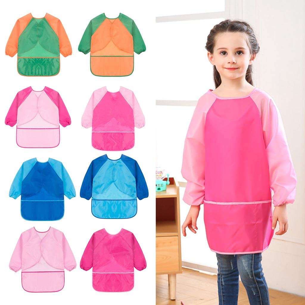 Grembiule per bambini a maniche lunghe per pittura disegno impermeabile grembiule rosa manica M
