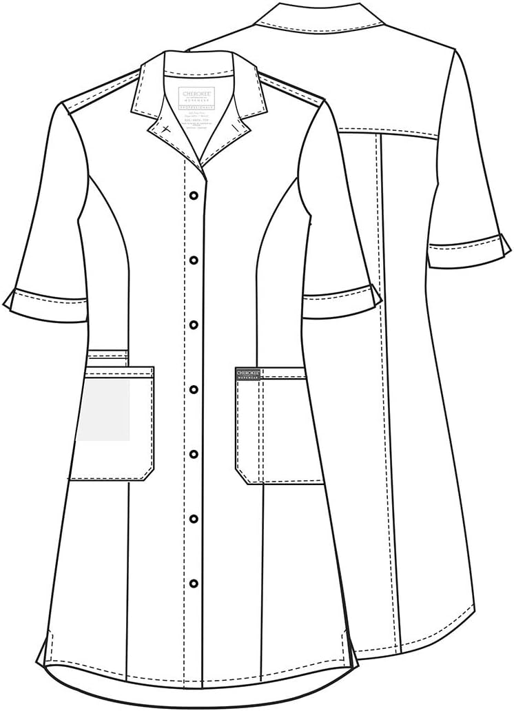 Cherokee Women Scrubs Dress Workwear Professionals Button Front WW500 | 2 Patch Pockets, Notch Collar, 3/4 Sleeve Length Dress, Soft Stretch Fabric, Easy Care, Built for Long Medical Shifts