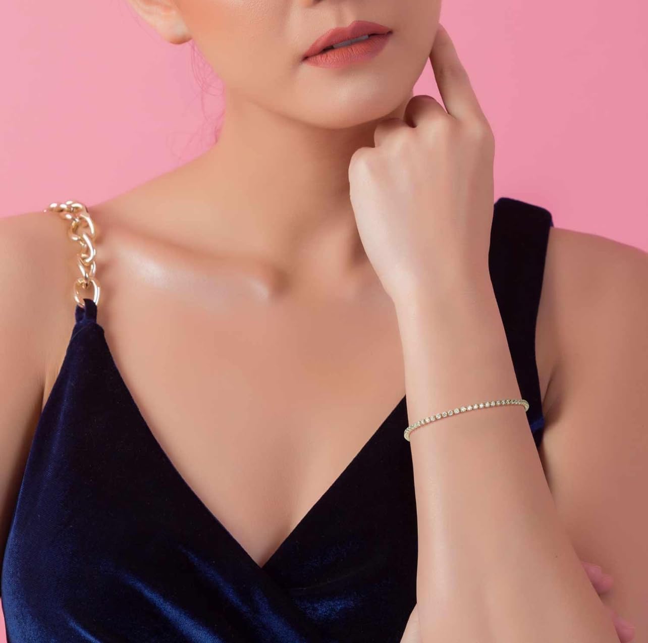 Tennis Bracelet with Cubic Zirconia Silver Bracelets for Women,Fashion bracelet with artificial gemstones, elegant, simple, luxurious style - Image 6