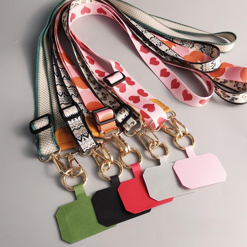2-teiliges Handy-Umhängeband Set - Mit Crossbody-Kette & Handgelenkschlaufe, Kunstmuster, Verstellbar