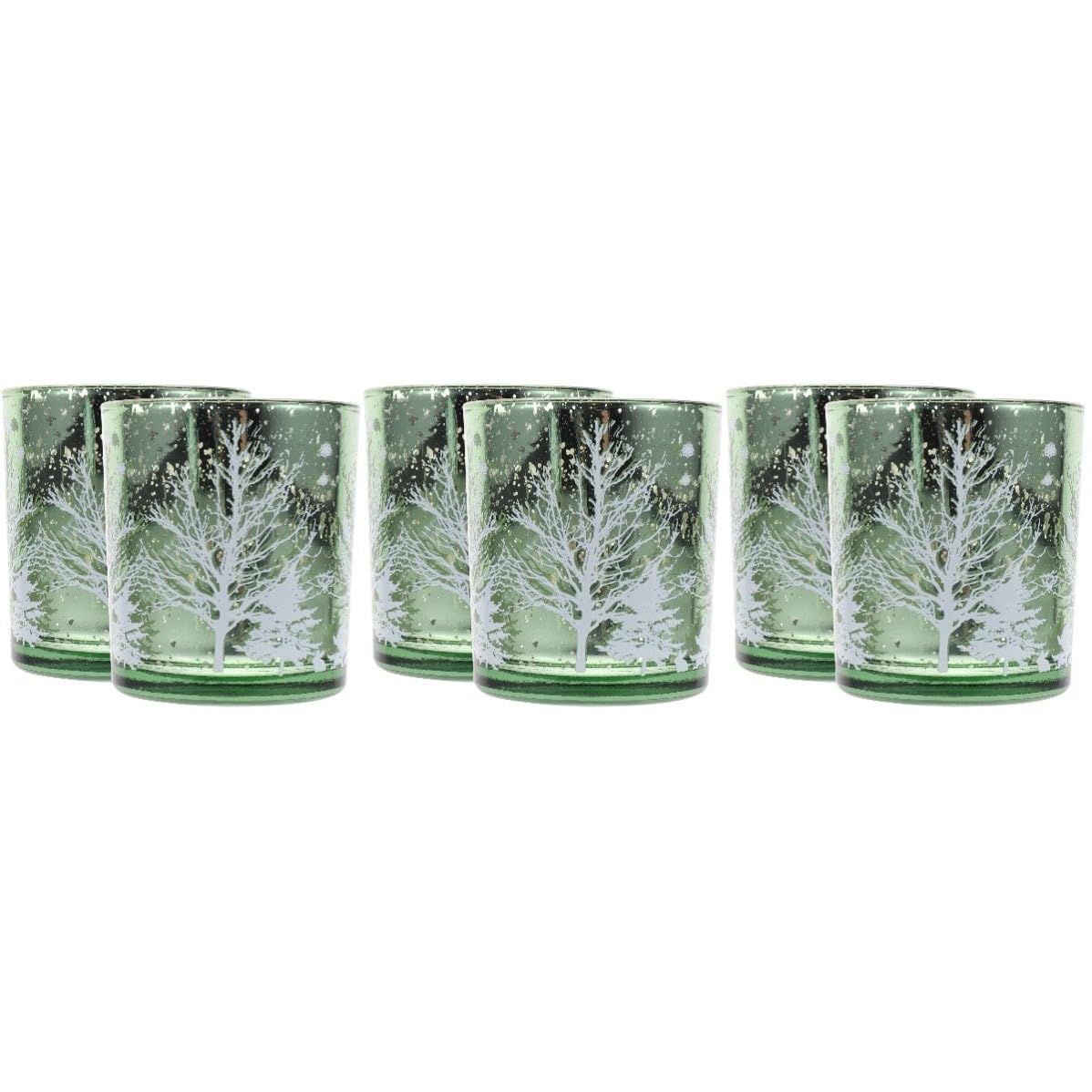 TOYANDONA 6 Piezas Portavelas de Cristal Navideño Árbol de Navidad Verde