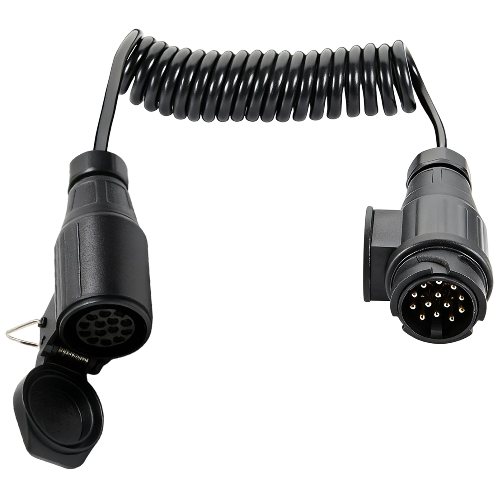 Anhänger Verlängerungskabel 13 Polig 1.3M,Anhängerkabel Adapterkabel,13 Pol Stecker auf 13 Poliger Steckdose Sprialkabel,13 Poliger Anhängerstecker mit Kabel für PKW RV Wohnmobil Traktor