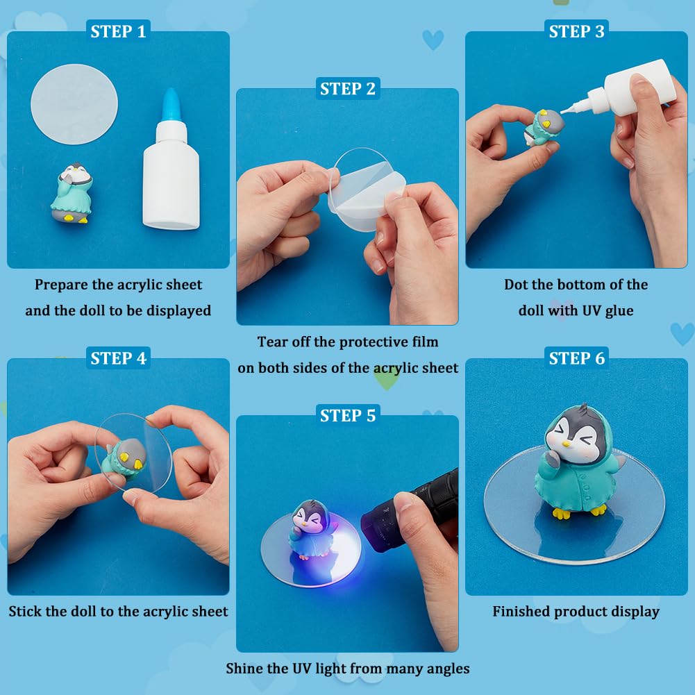 FINGERINSPIRE 20Pcs 6cm Circular Acrylic Model Bases Clear Display ...