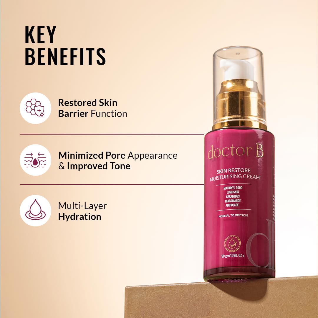 Doctor b Skin Restore Moisturiser with Ceramides | Matrixyl 3000 | Lumiskin  | Niacinamide | Intense Moisturizing and Barrier Repair Cream | For Dry  Skin, Normal & Sensitive Skin | 50g : Amazon.in: Beauty