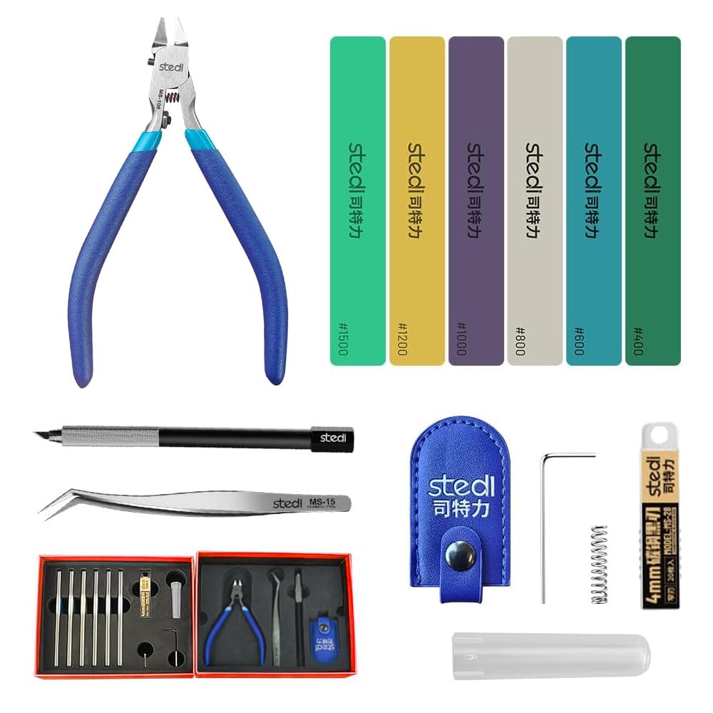 stedi Modellwerkzeuge Kit für Profis 14 PCS, Modeler Professionelle Werkzeuge Kit Bastelset Hobby Making Tools für Gundam, Miniatur-Militärmodell, 3D-Harzteile