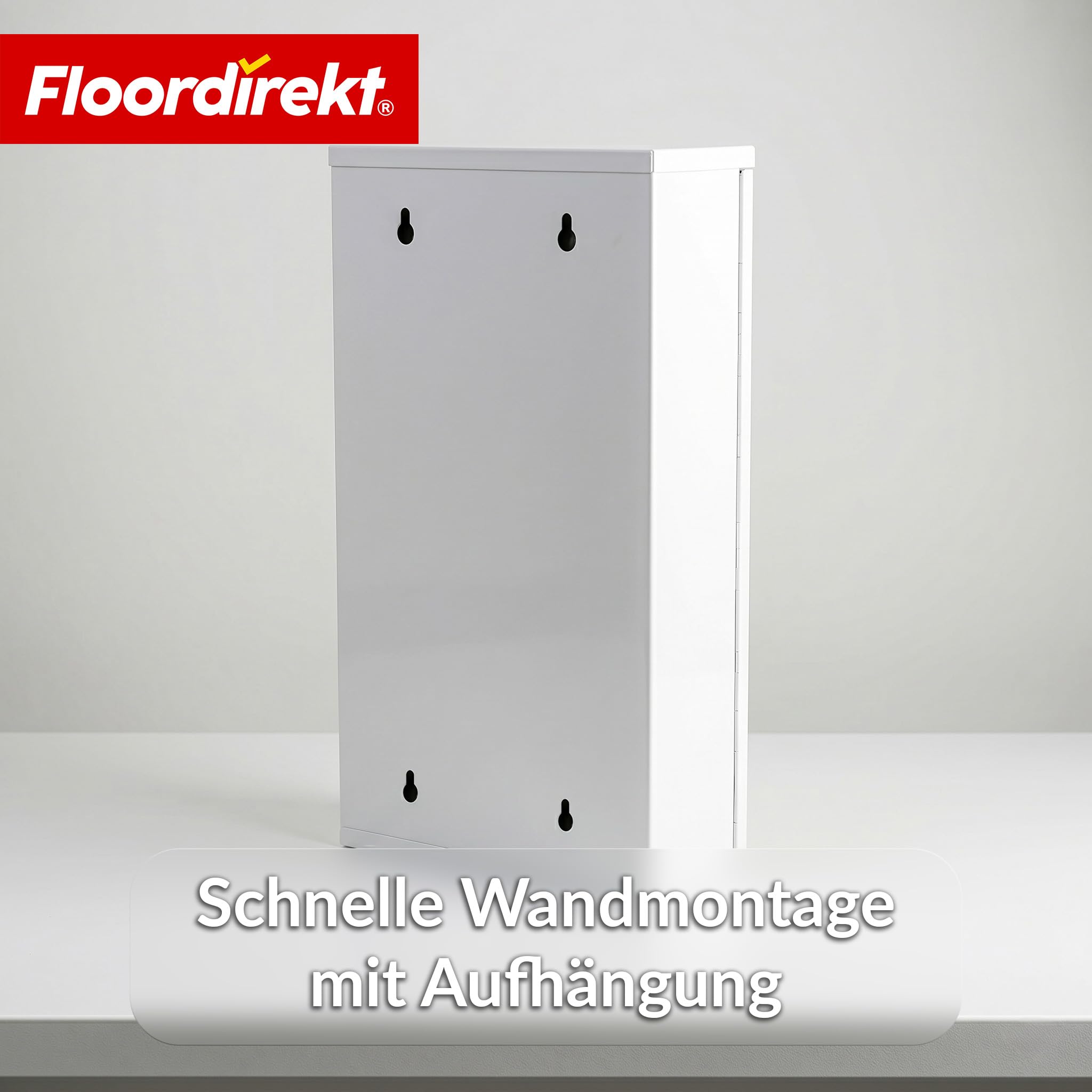 Floordirekt Medizinschrank Weiß 60x30cm - 4 Fächer – Abschließbarer Arzneischrank mit Milchglastür, Edelstahl oder Metall weiß, Medikamentenschrank für Bad, Küche & Praxis, Allen