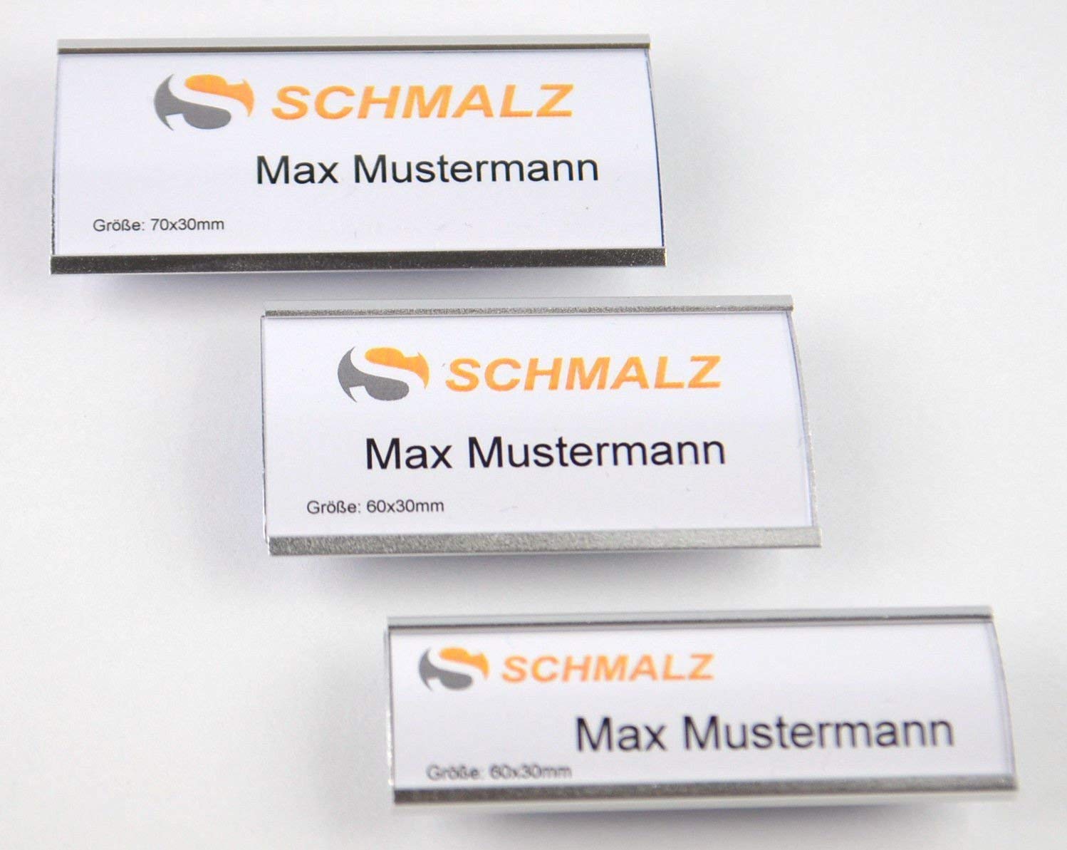 100 Unidades Placas Identificativas Set Completo, Plata Leichtemtall, con Extra Fuerte 3-fach Imán, Moda Arqueado,Aluminio Anodizado,Transparente Protectora,Perforado Láminas de Cartón, Credencial