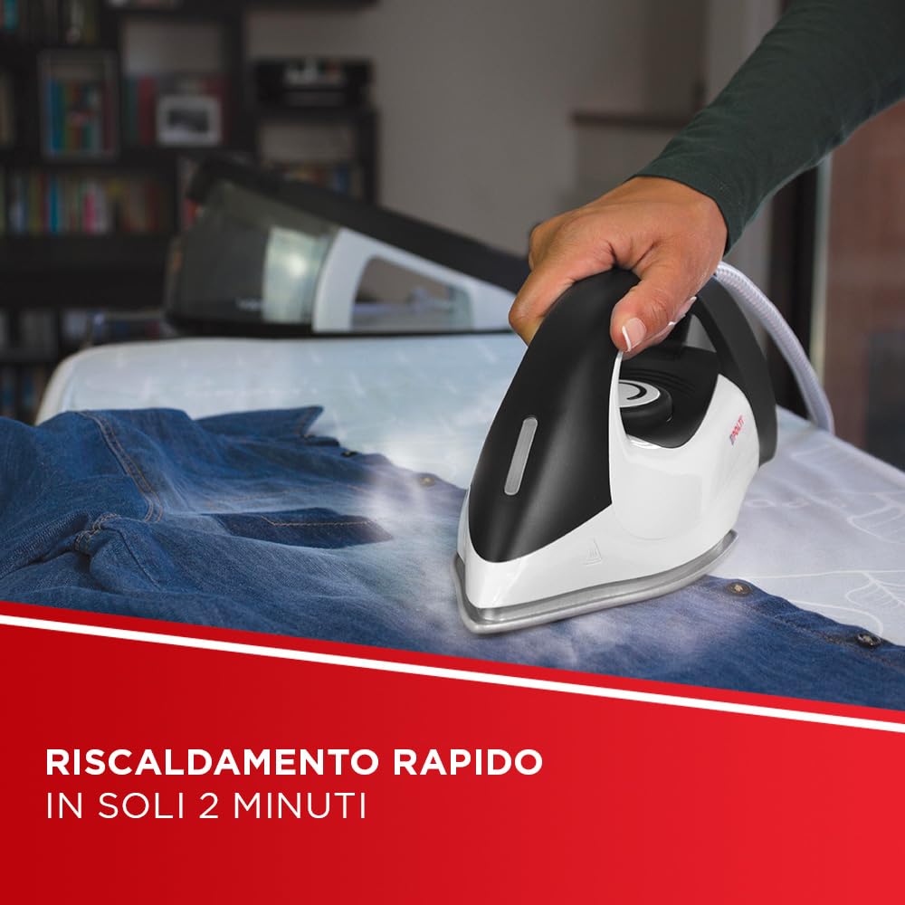 Polti Vaporella Simply VS20.20, Ferro da Stiro Generatore di Vapore, Serbatoio Estraibile 1,5 L, Pressione Pompa 6,5 Bar, Potenza 2200 W, Funzione ECO, Bianco e Nero