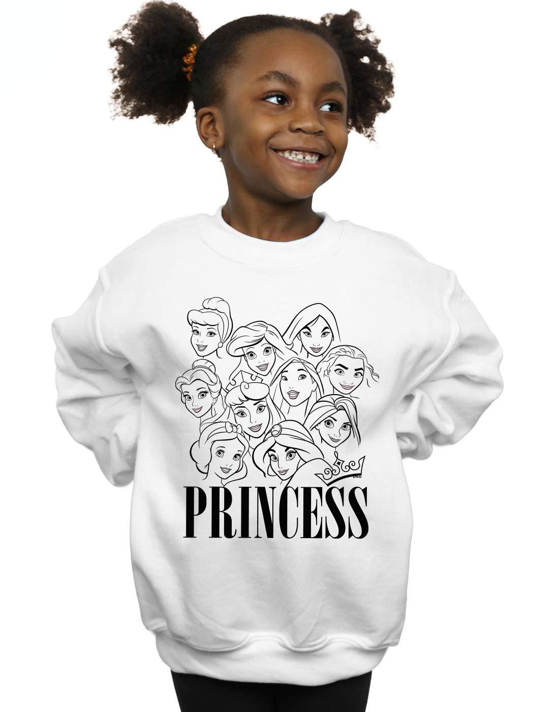 Disney Girls Princess Multi Faces Sweatshirt White 7-8 Years
