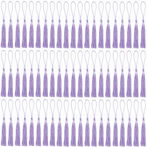 100Pcs Silky Tassels For DIY Craft Home Décor Handmade Bookmarks Tassels Light Purple