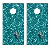 Let's Print Big Swimming Girl Cornhole Board Decal Wraps (Laminated)