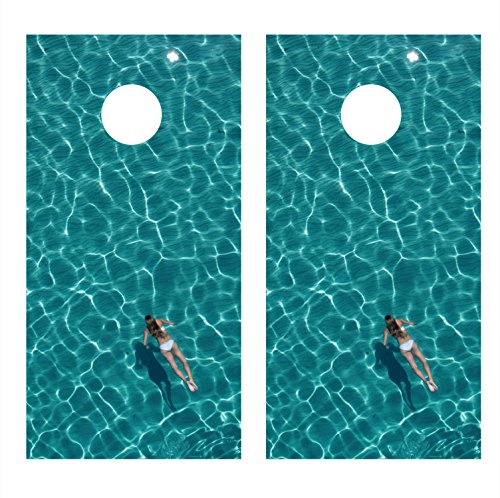 Let's Print Big Swimming Girl Cornhole Board Decal Wraps (Laminated)