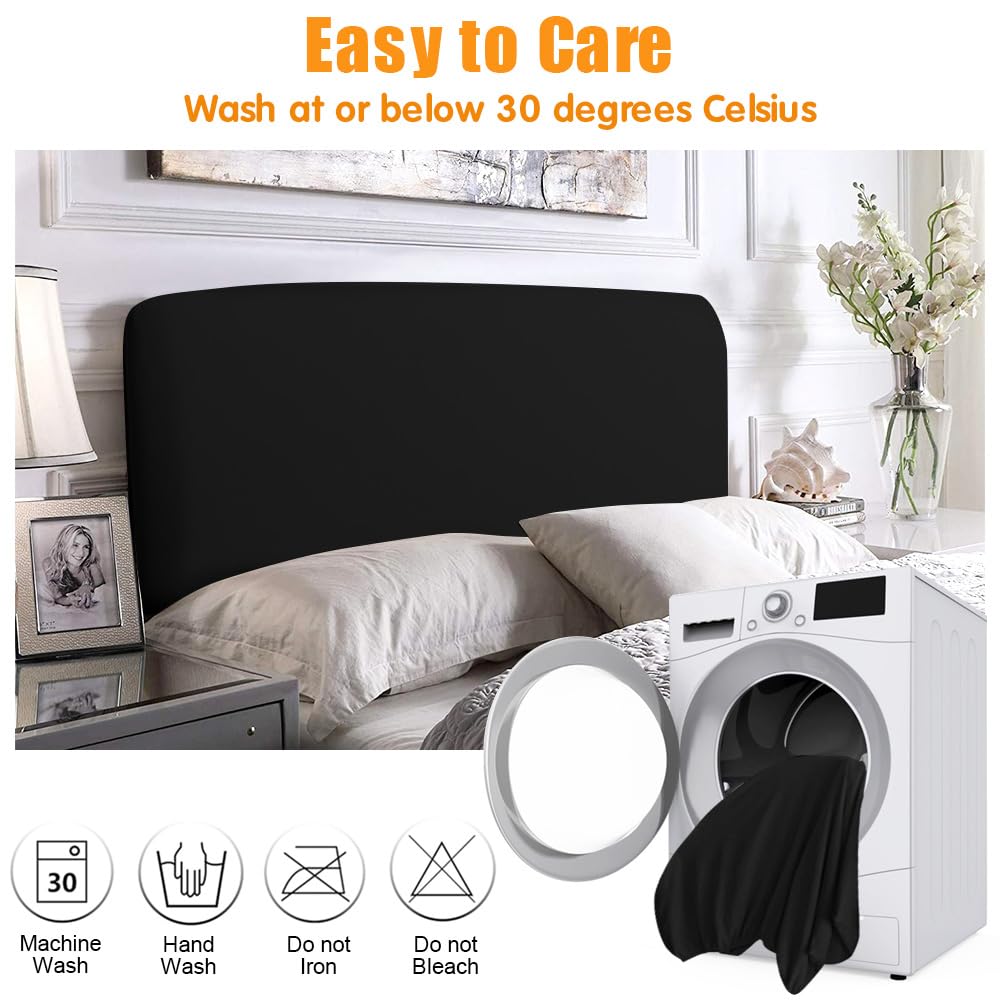 Hoes voor het hoofdbord van het bed, zachte stretch, fluweel, stofdicht, all -inclusive, stofdichte afdekking voor gevoerd hoofdeinde van de slaapkamer, donkergrijs, 200 cm