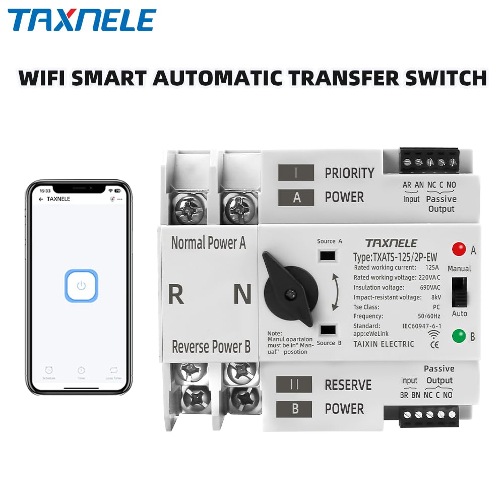 eWeLink WiFi Smart Remote Control 2P 3P 4P 125A AC 230V ATS Dual Power Automatic Transfer Switch Selector Potenza ininterrotta (2P)