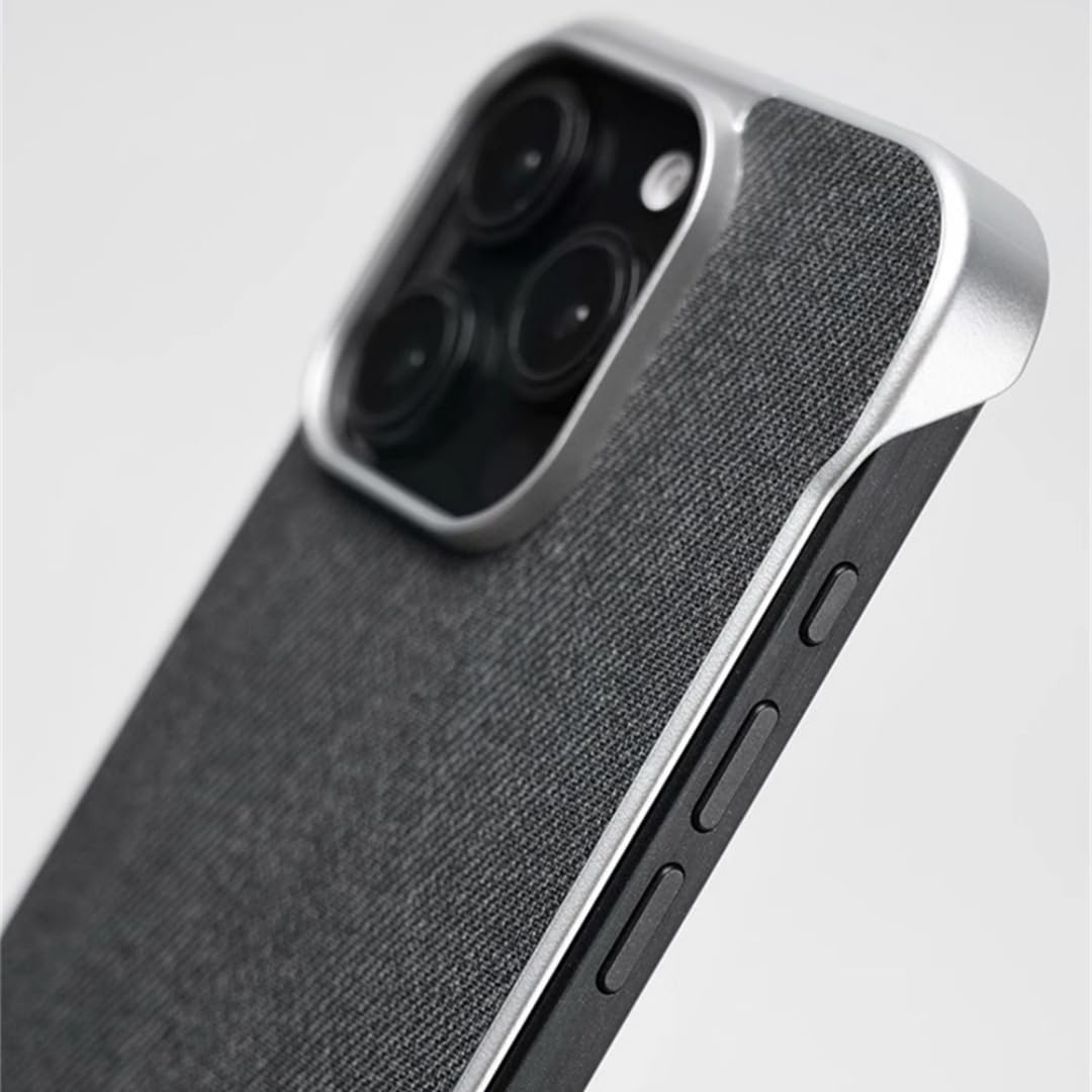 Custodia magnetica ultra sottile senza cornice con texture in tessuto per iPhone 17 Air 16 Pro Max 15 14 con ricarica wireless e custodia rigida senza bordi (per iPhone 17 Pro Max/Nero)
