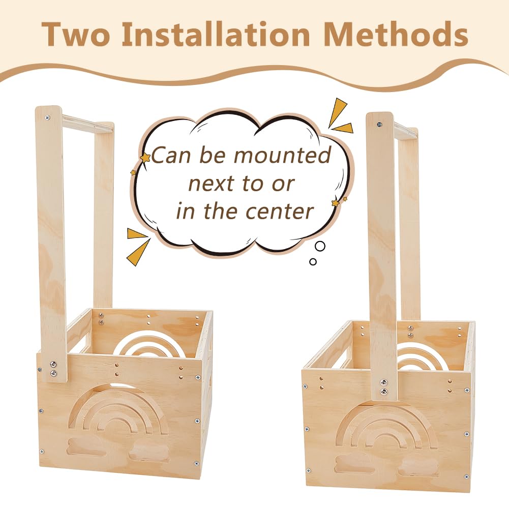 DICOSMETIC Wooden Baby Shower Crate Closet with Handle Rainbow New Born Storage Nursery Crate Hamper for Baby Shower Pregnancy Gifts for New Parents 23x32.3x37.5cm - Image 4