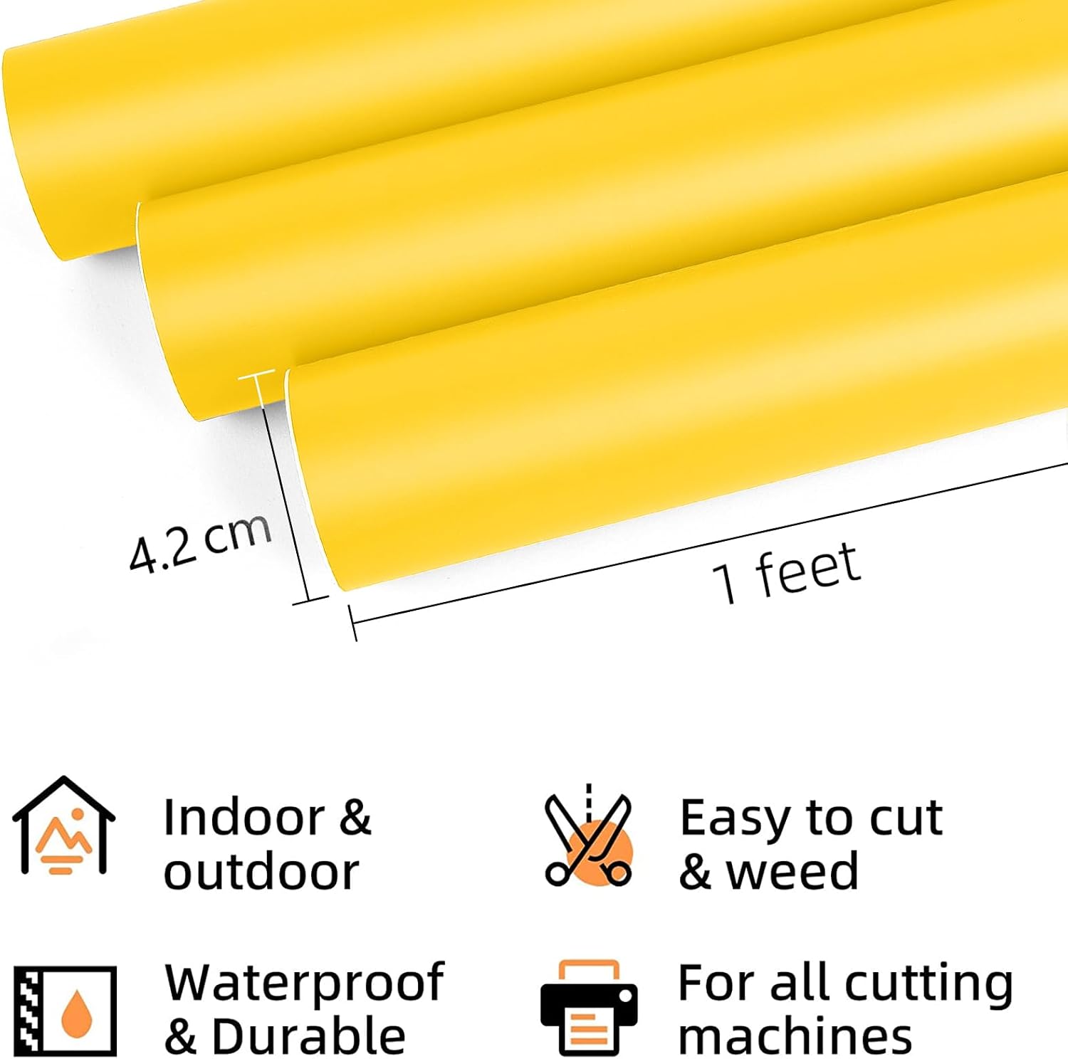 Prime Vinyl Permanent Vinyl - Matte Yellow Adhesive Vinyl for All Cutting Machine, 12" x10 FT Permanent Outdoor for Decor Sticker, Home Decal, Scrapbooking, Signs