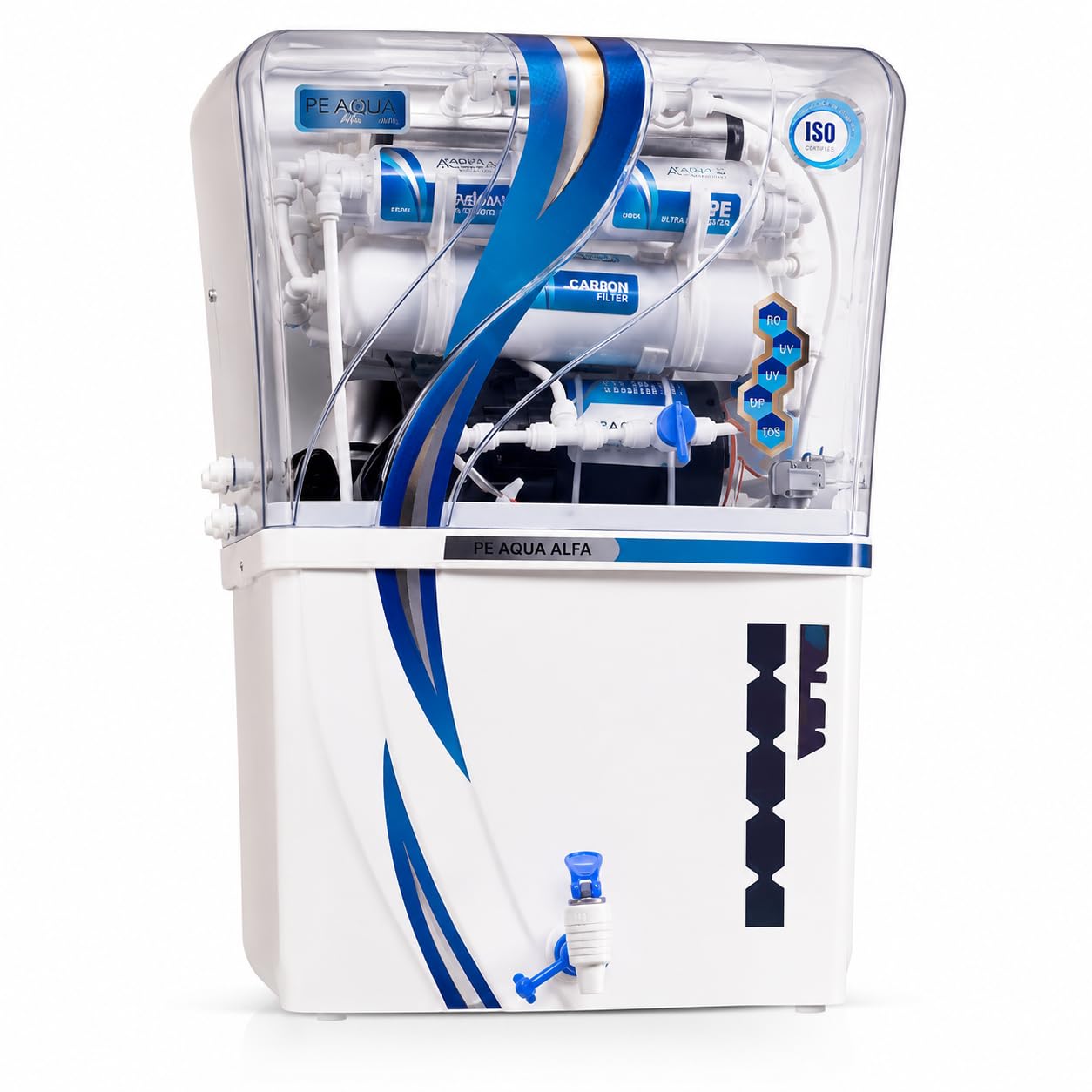 PE Aqua Alfa RO+UV+UF+TDS Water Purifier for Home | 12 Litre Storage, Active Copper, Alkaline & Zinc Water Filter for Home & Kitchen