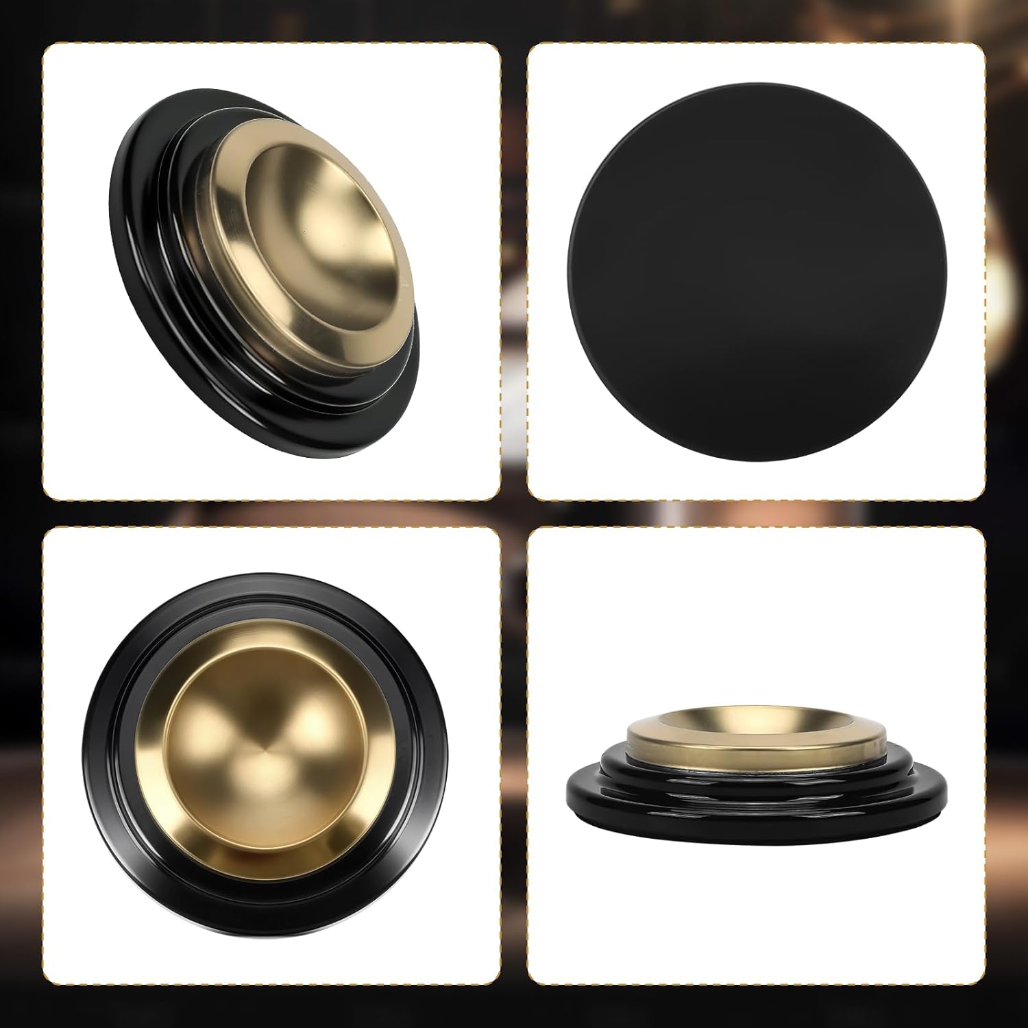 4 Pcs Piano Caster Cups, Metal Rubber Caster Cups with NoHPn-Slip & Anti-Noise Felt Pads, Grand Piano Floor Protectors for Hardwood Floor Protectors