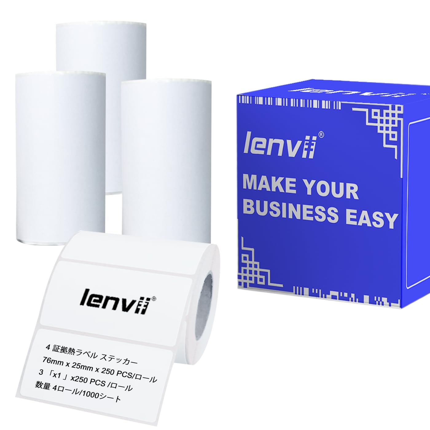 Amazon.co.jp: LENVII 76×25mm 感熱ラベル 4巻セット 計1000枚 | 耐水