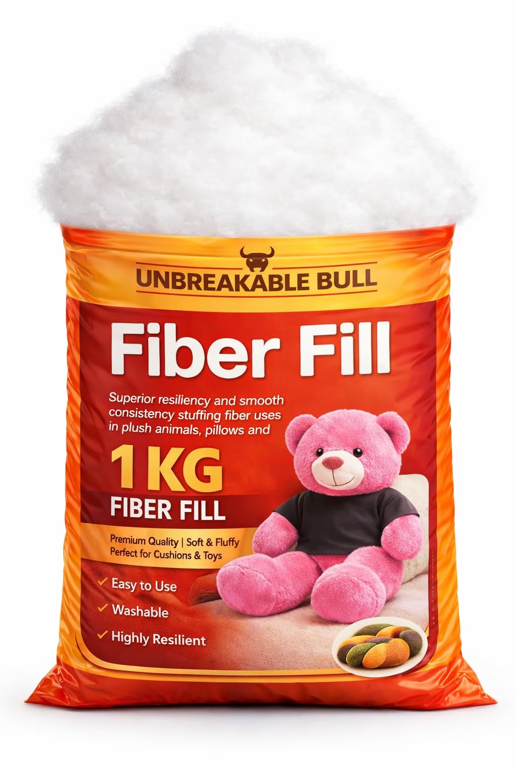 UNBRREAKABLE Bull 1 kg High Quailty Polyester Fiber | Extra Cushioning | Fiber for Filling Cushions,Pillows,Toys&Quilts (1kg)-image-18