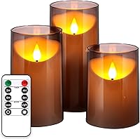 Vista 12 de NURADA Velas sin llama con temporizador remoto: juego de velas falsas de pilar LED de mecha 3D que funcionan con pilas para bodas, cumpleaños, día