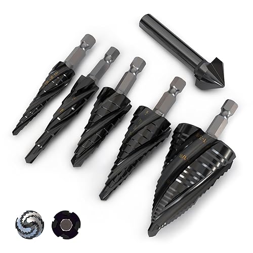 METOTY Juego de brocas escalonadas (14 a 1-38 pulgadas), kit de acero cobalto y acero de alta velocidad para metal, acero inoxidable, aluminio,