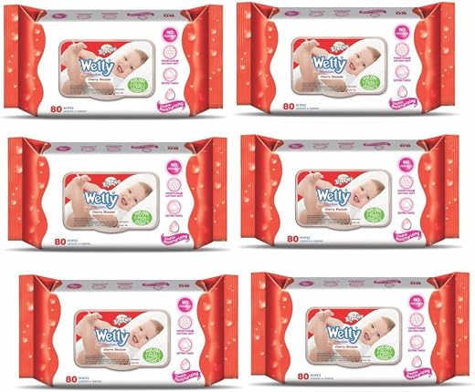 Baby Wetty wipes Cherry blossom Pack of 6-80Pcs per pack