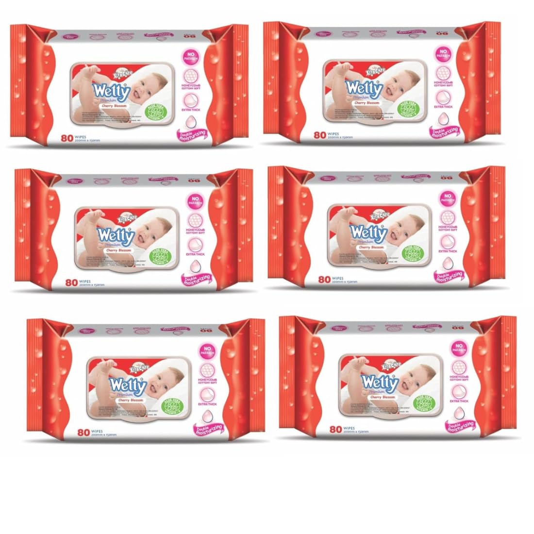 Baby Wetty wipes Cherry blossom Pack of 6-80Pcs per pack