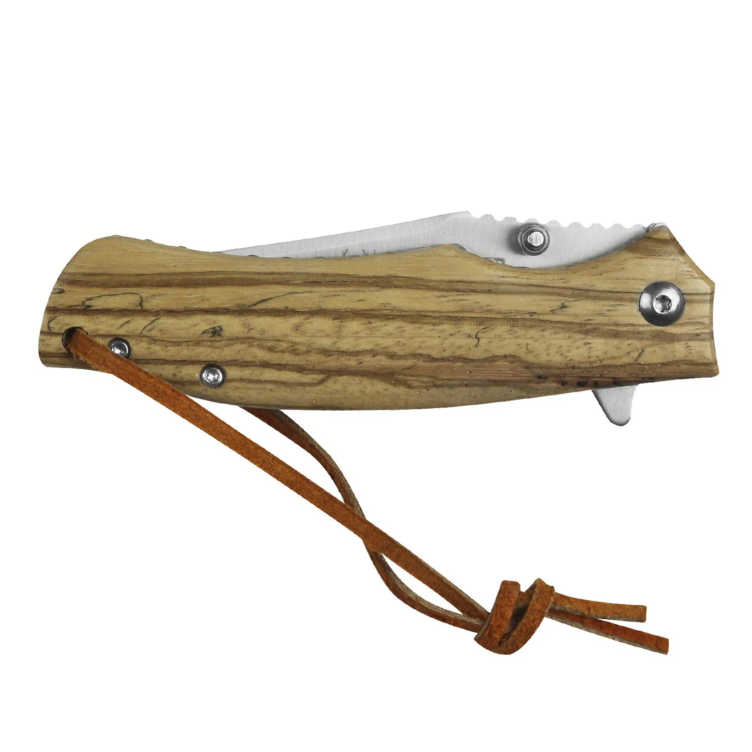 iFIELD EL29040 Coltello da caccia pieghevole Bushcraft Sopravvivenza Escursionismo Campeggio, lama in acciaio inox con manico in legno Zebra, Made in Albacete (Spagna)