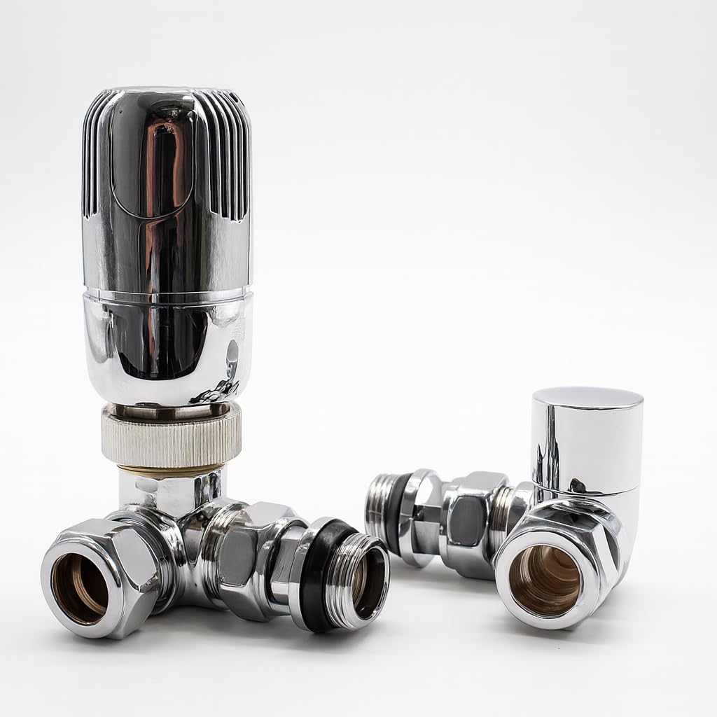 Westherm Classic - Valvola termostatica per termosifone ad angolo, 15 mm, confezione doppia, finitura cromata